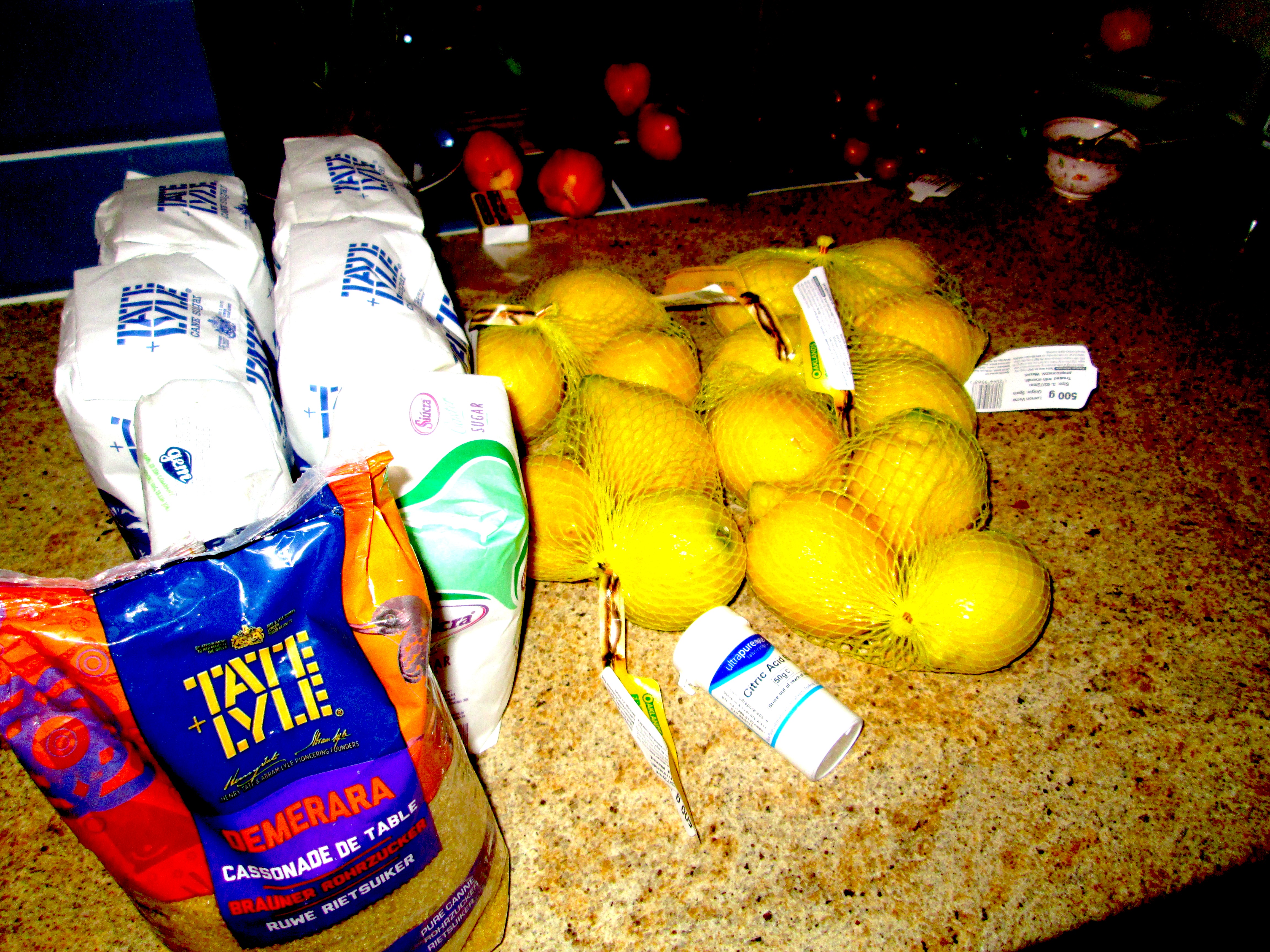 Cordial Ingredients: Sugar, Lemons, citric acid and lots more sugar!!