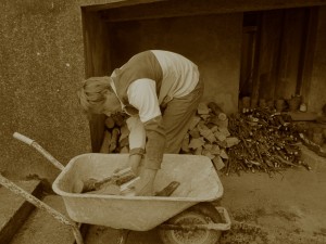 Getting the logs and sticks ready for the cold weather.